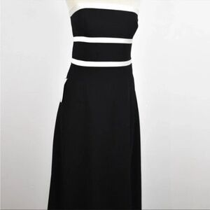 ANN TAYLOR Black & White Full Length Cocktail Gown Size 6 Brand New